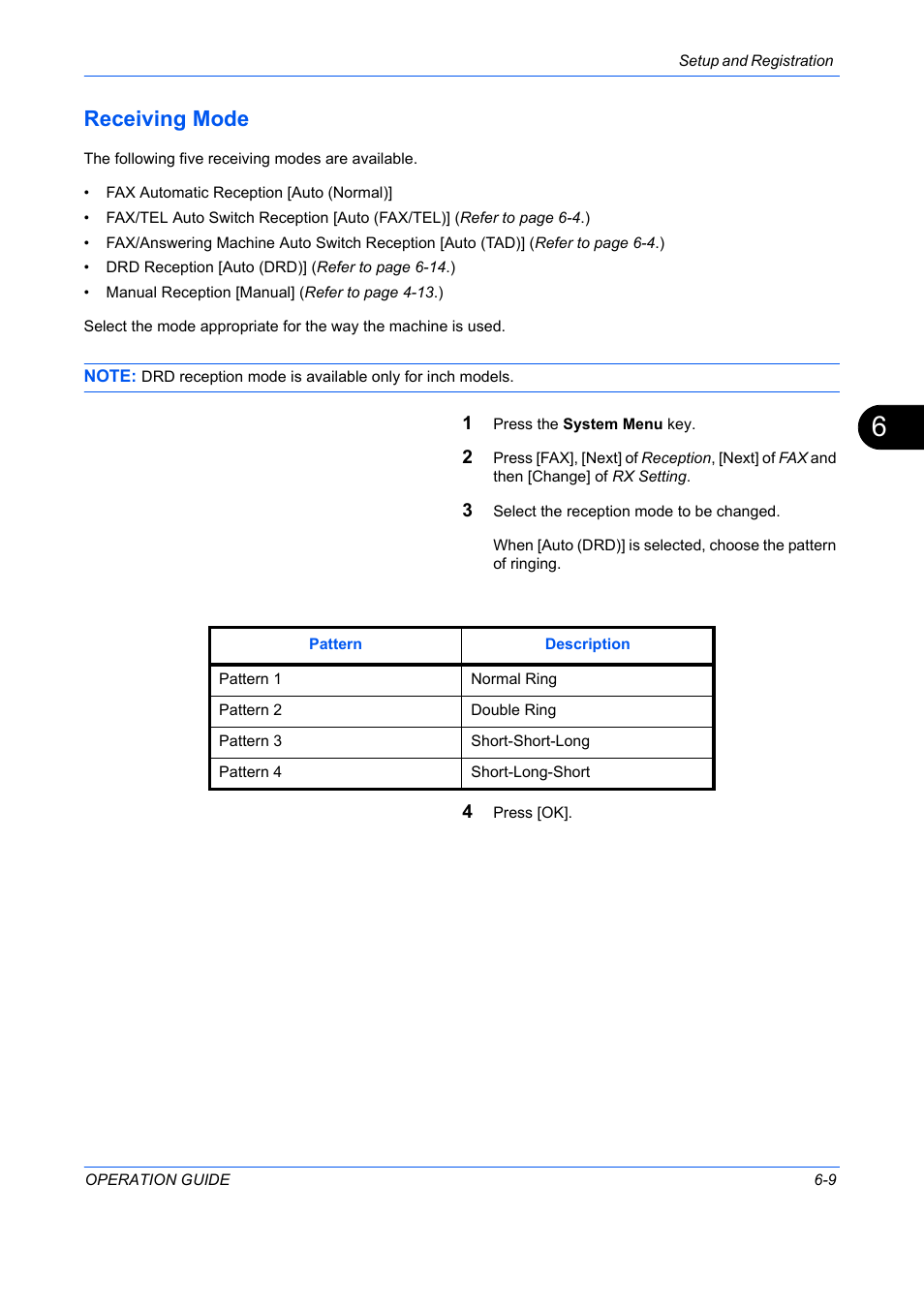 Receiving mode -9, Receiving mode | TA Triumph-Adler DC 2242 User Manual | Page 142 / 223