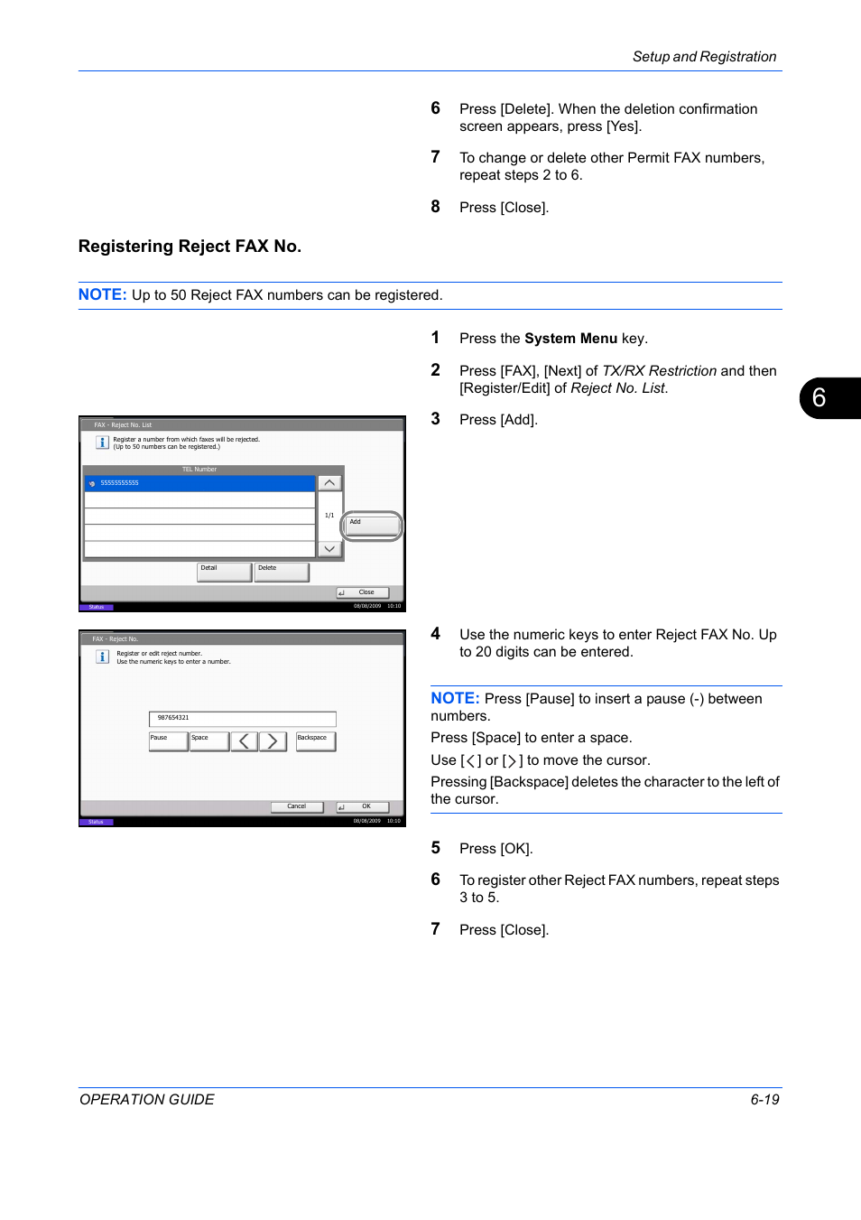 Registering reject fax no | TA Triumph-Adler DC 2242 User Manual | Page 152 / 223