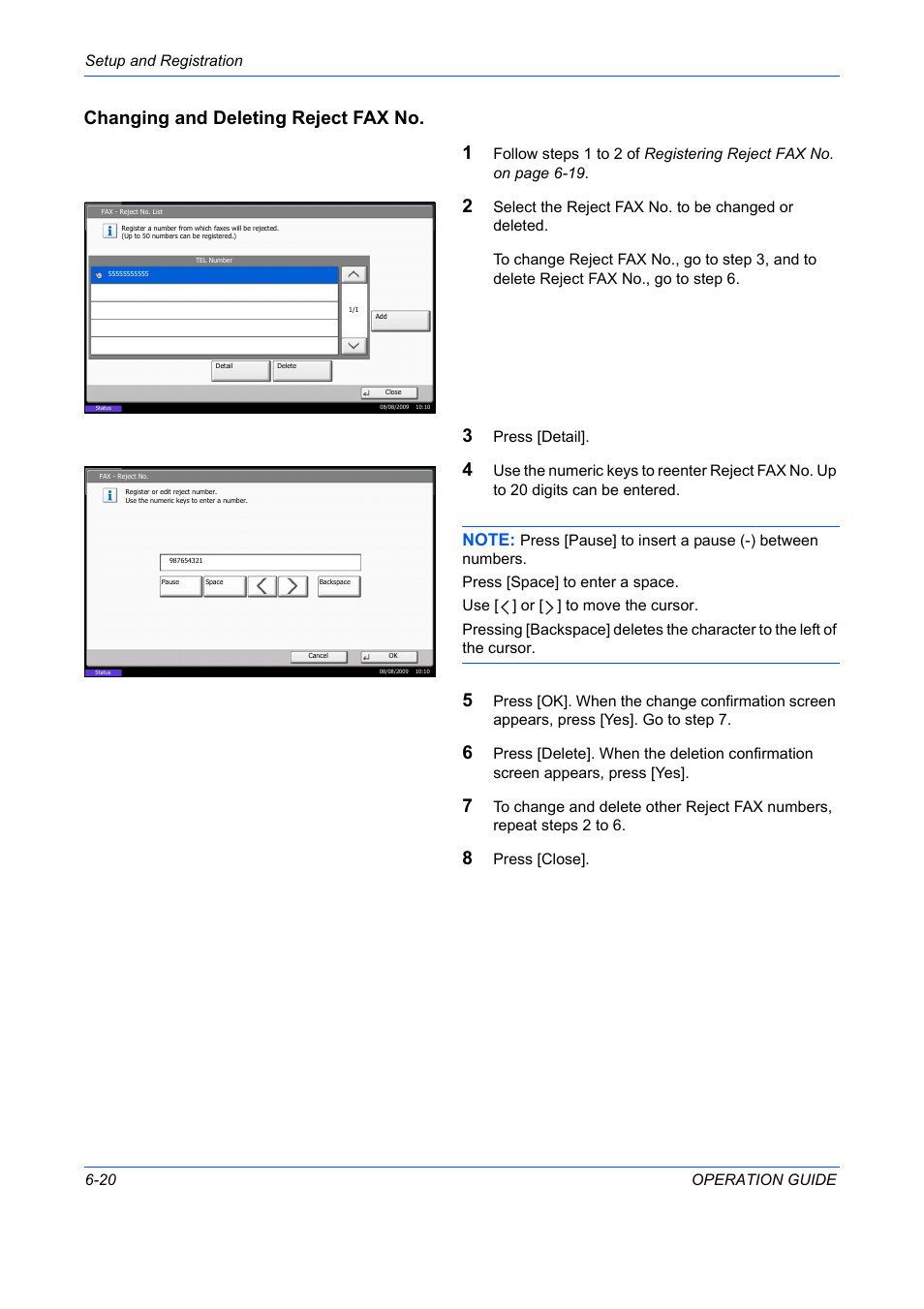 Changing and deleting reject fax no. 1 | TA Triumph-Adler DC 2242 User Manual | Page 153 / 223
