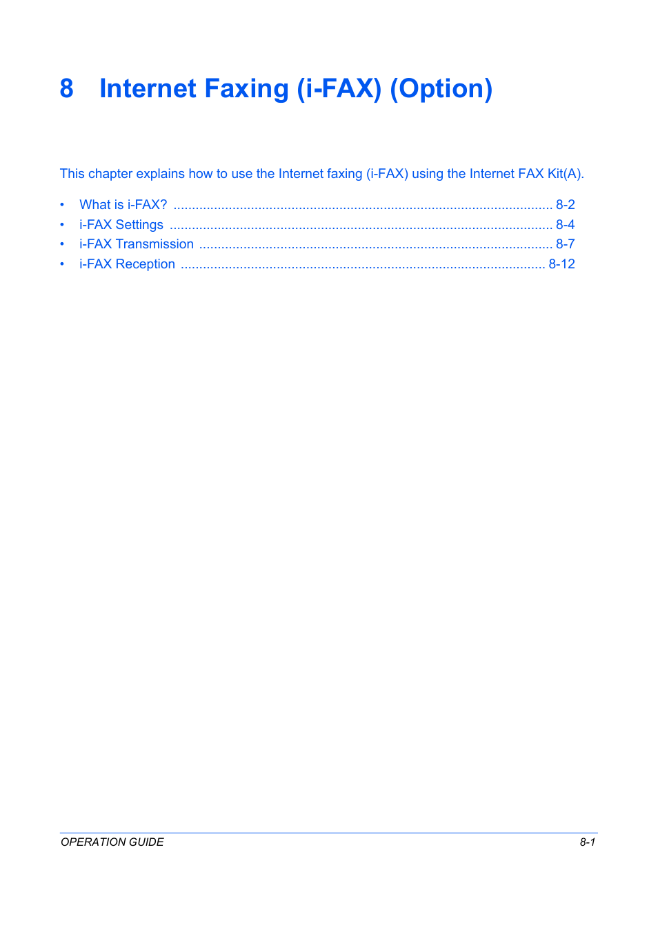 Internet faxing (i-fax) (option), Chapter 8 - internet faxing (i-fax) (option), 8 internet faxing (i-fax) (option) | TA Triumph-Adler DC 2242 User Manual | Page 172 / 223