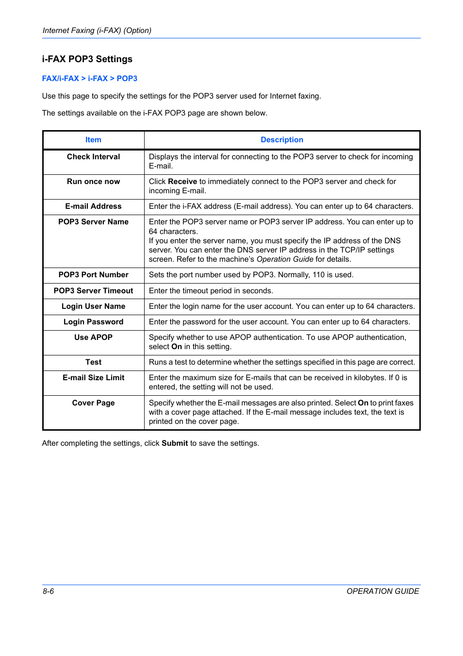 I-fax pop3 settings | TA Triumph-Adler DC 2242 User Manual | Page 177 / 223