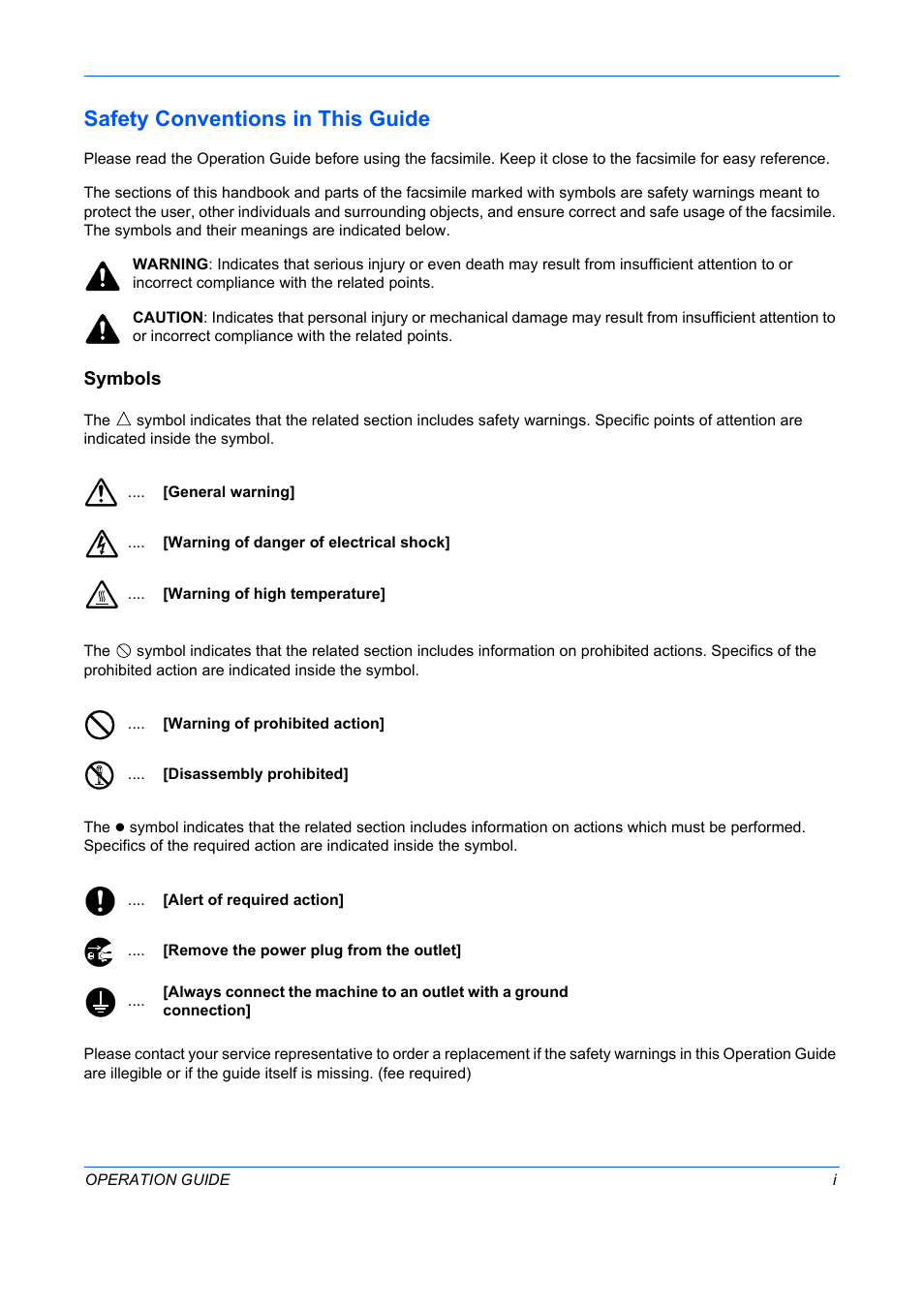 Safety conventions in this guide, Symbols | TA Triumph-Adler DC 2242 User Manual | Page 2 / 223