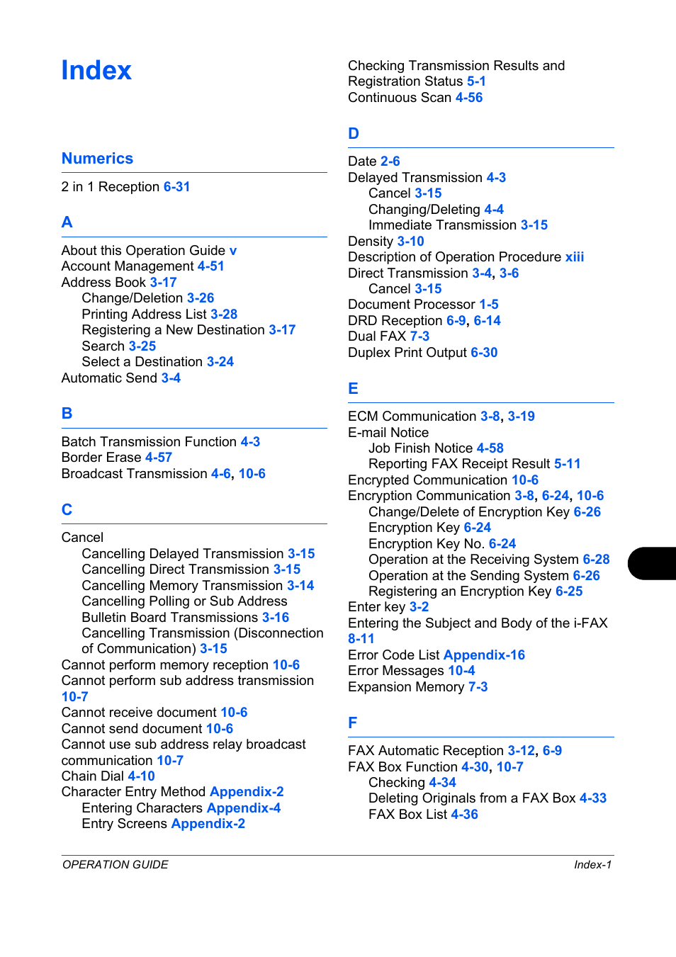 Index | TA Triumph-Adler DC 2242 User Manual | Page 216 / 223