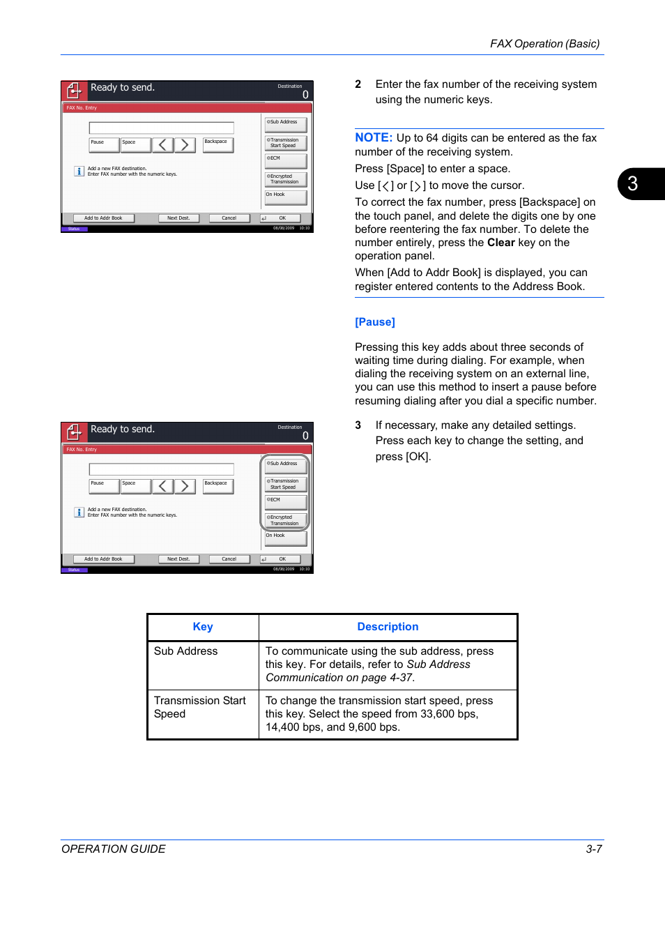 Fax operation (basic) operation guide 3-7 | TA Triumph-Adler DC 2242 User Manual | Page 34 / 223