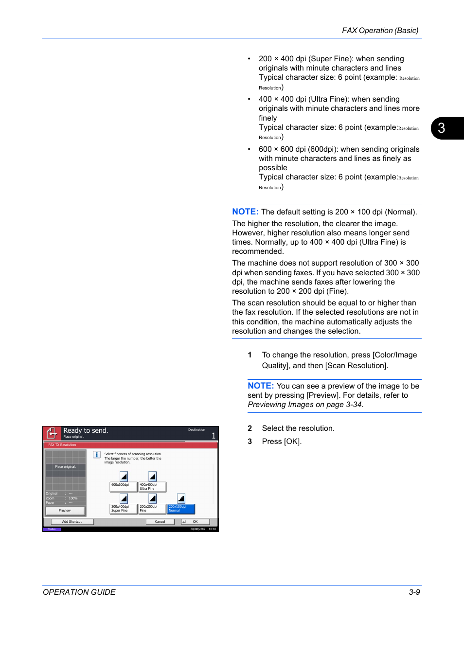 Fax operation (basic) operation guide 3-9 | TA Triumph-Adler DC 2242 User Manual | Page 36 / 223