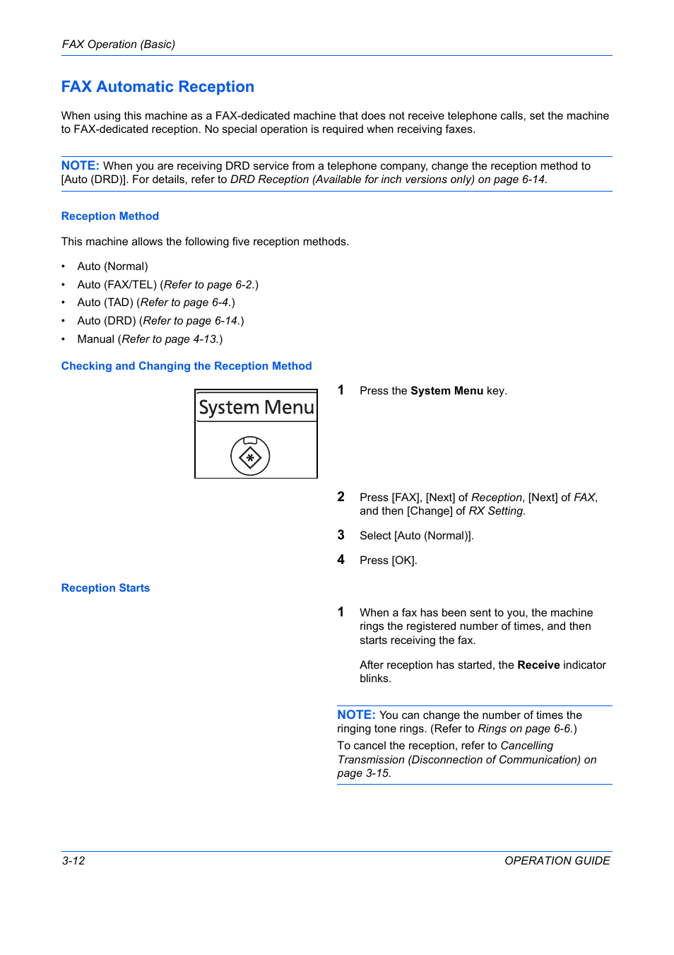 Fax automatic reception -12, Fax automatic reception | TA Triumph-Adler DC 2242 User Manual | Page 39 / 223