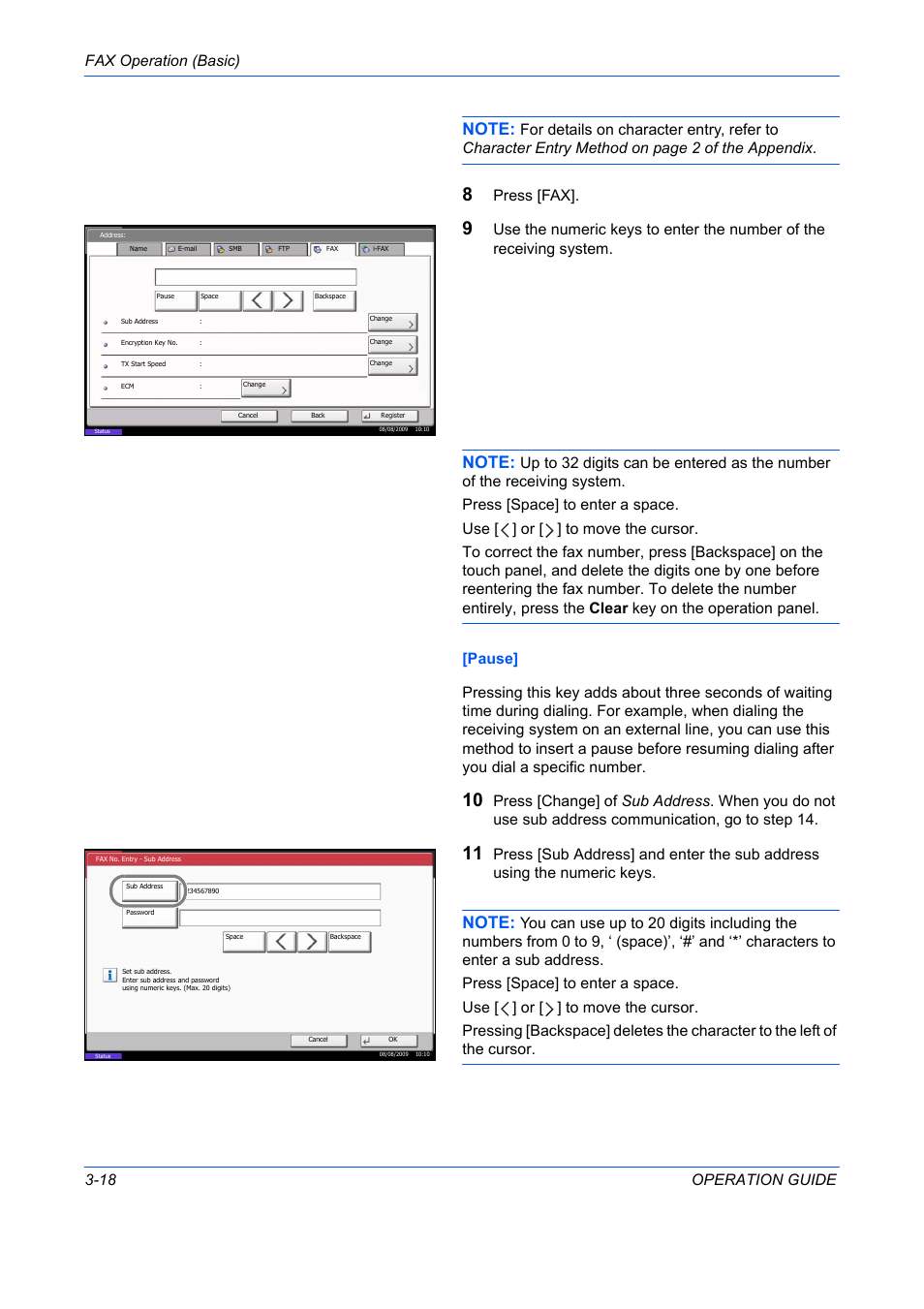 Fax operation (basic) 3-18 operation guide, Press [fax | TA Triumph-Adler DC 2242 User Manual | Page 45 / 223