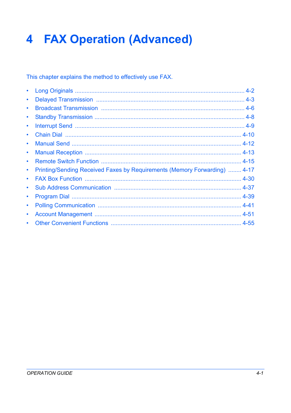 Fax operation (advanced), Chapter 4 - fax operation (advanced), 4 fax operation (advanced) | TA Triumph-Adler DC 2242 User Manual | Page 64 / 223