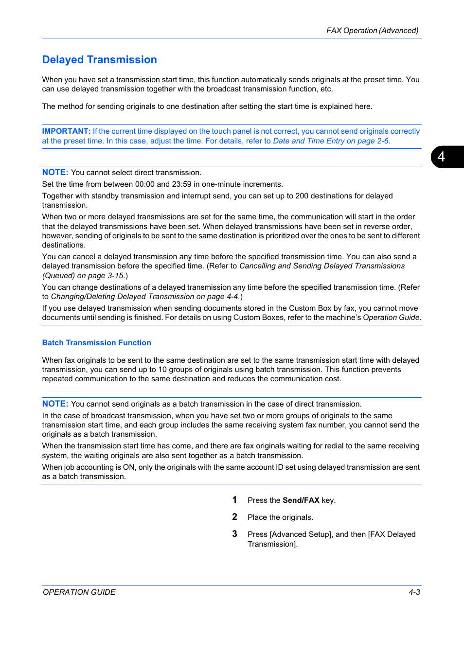 Delayed transmission -3, Delayed transmission | TA Triumph-Adler DC 2242 User Manual | Page 66 / 223