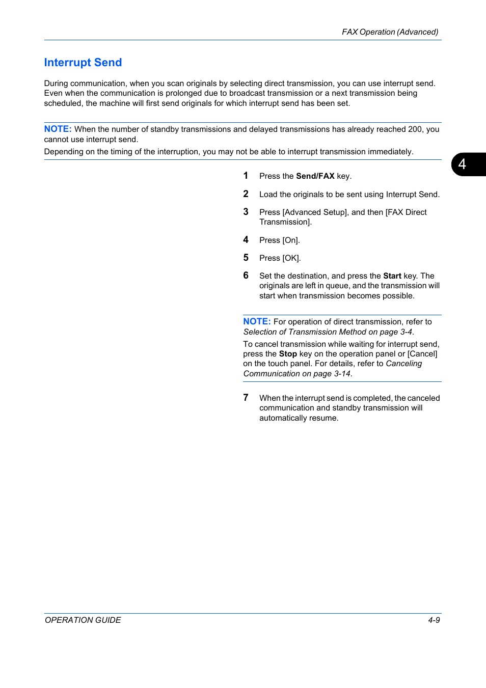 Interrupt send -9, Interrupt send | TA Triumph-Adler DC 2242 User Manual | Page 72 / 223