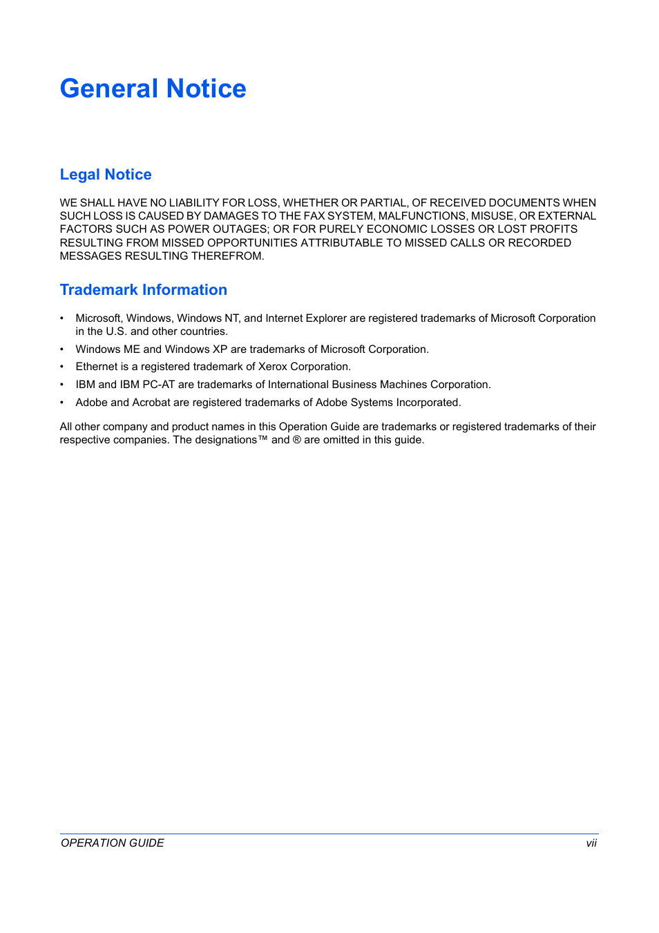 General notice | TA Triumph-Adler DC 2242 User Manual | Page 8 / 223