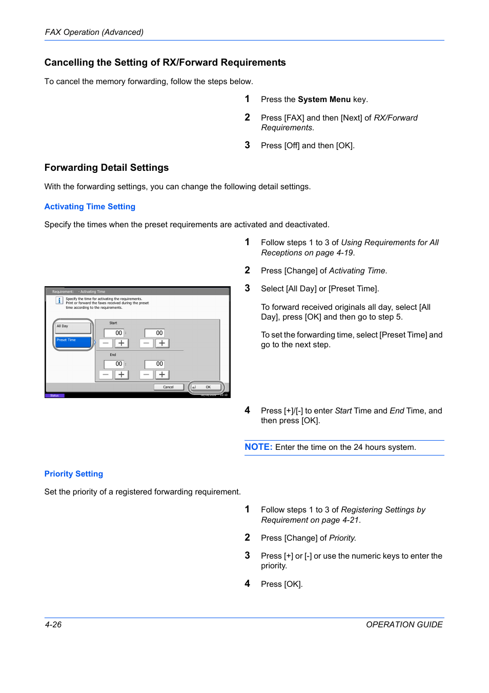 Cancelling the setting of rx/forward requirements, Forwarding detail settings | TA Triumph-Adler DC 2242 User Manual | Page 89 / 223