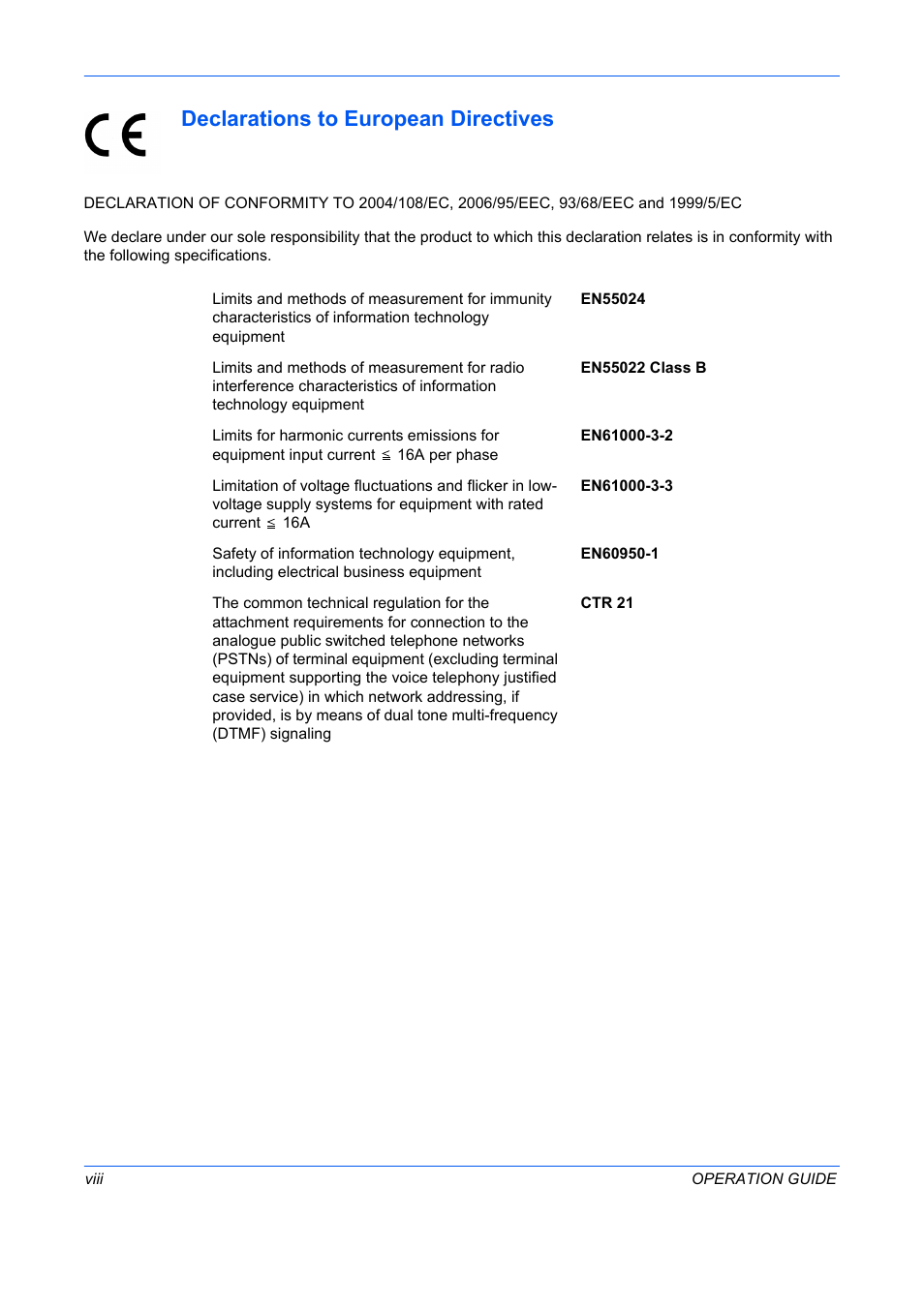 Declarations to european directives | TA Triumph-Adler DC 2242 User Manual | Page 9 / 223