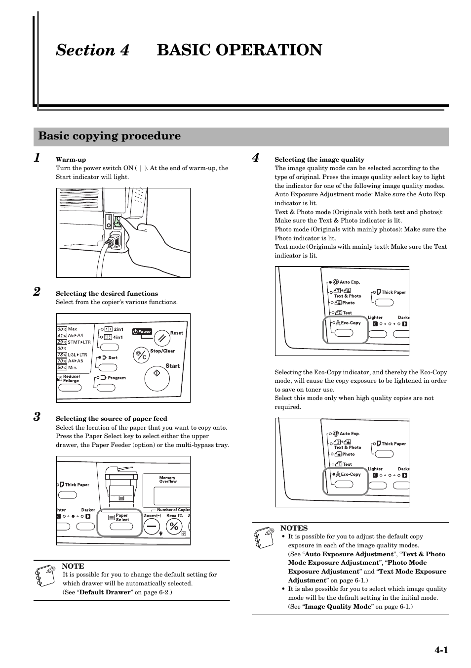 Section 4 basic operation, Basic copying procedure, Section 4 | Basic operation -1, Basic copying procedure -1 | TA Triumph-Adler DC 2315 User Manual | Page 33 / 91