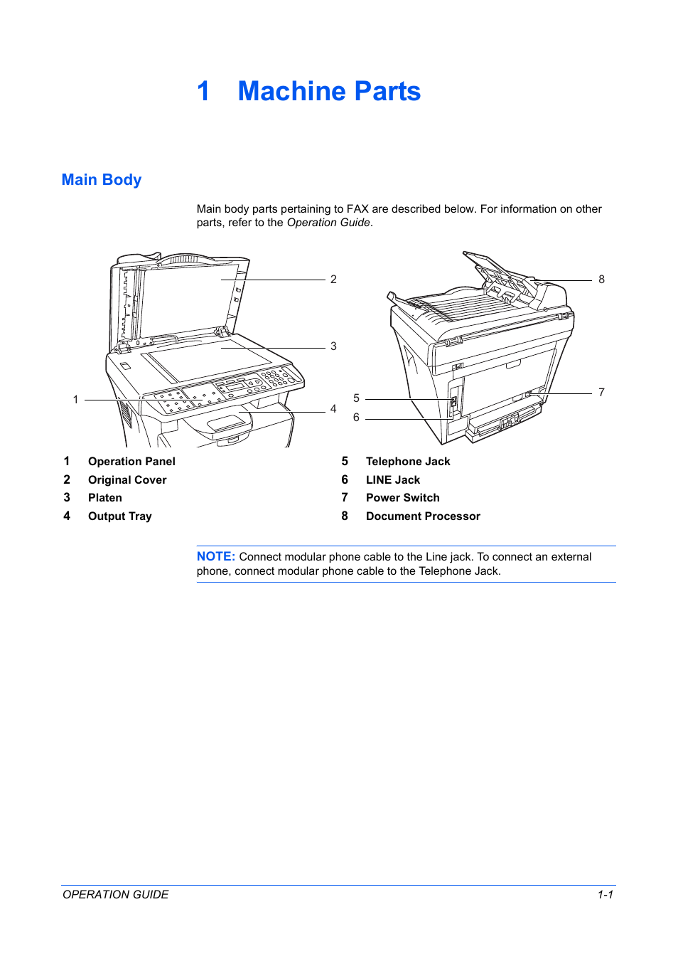 1 machine parts, Main body | TA Triumph-Adler DC 2316 User Manual | Page 104 / 163