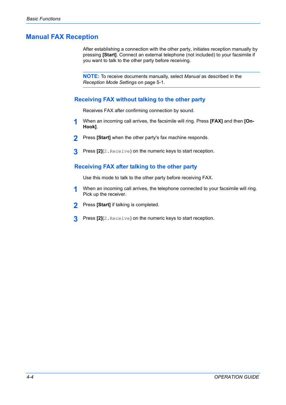 Manual fax reception | TA Triumph-Adler DC 2316 User Manual | Page 125 / 163