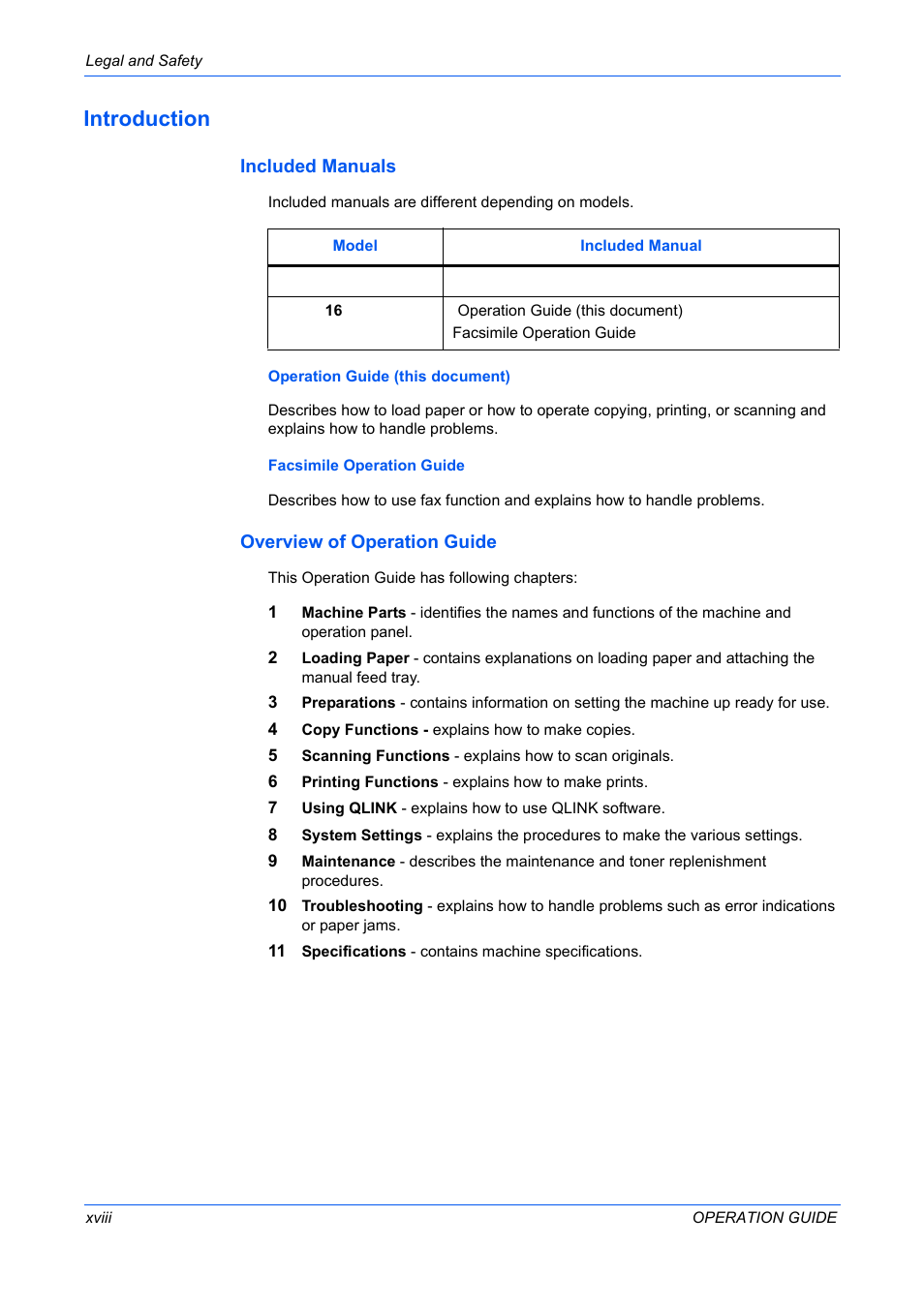 Introduction, Included manuals, Overview of operation guide | TA Triumph-Adler DC 2316 User Manual | Page 20 / 163