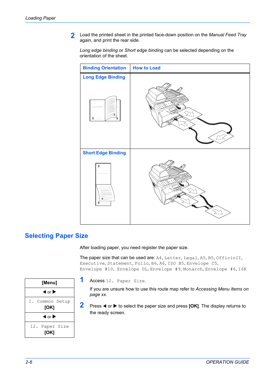 Selecting paper size, Selecting paper size -6 | TA Triumph-Adler DC 2316 User Manual | Page 32 / 163