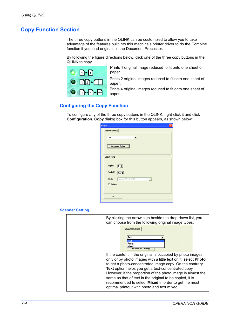 Copy function section, Configuring the copy function | TA Triumph-Adler DC 2316 User Manual | Page 58 / 163