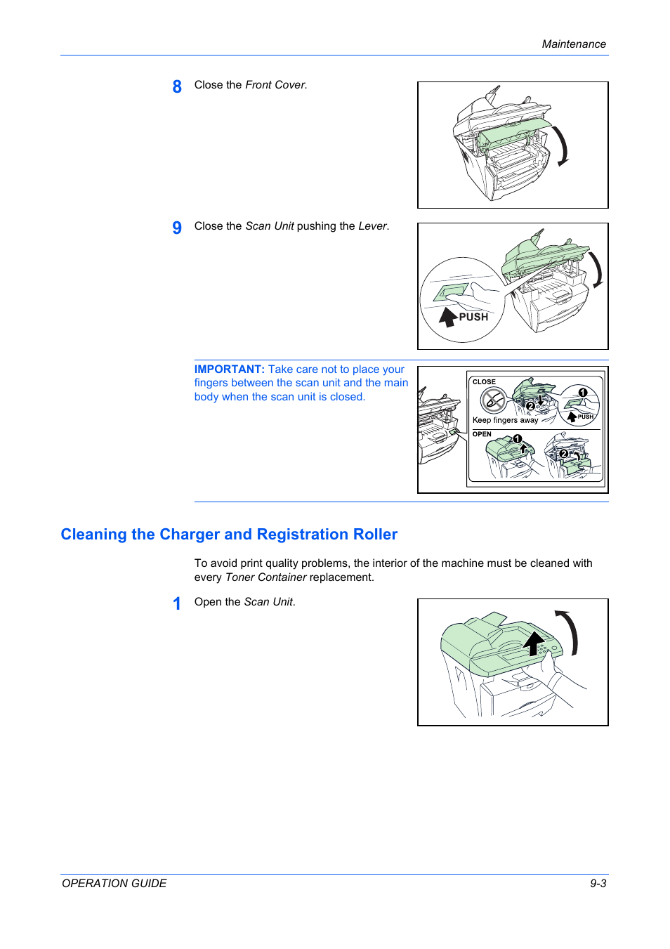 Cleaning the charger and registration roller, Cleaning the charger and registration roller -3 | TA Triumph-Adler DC 2316 User Manual | Page 69 / 163