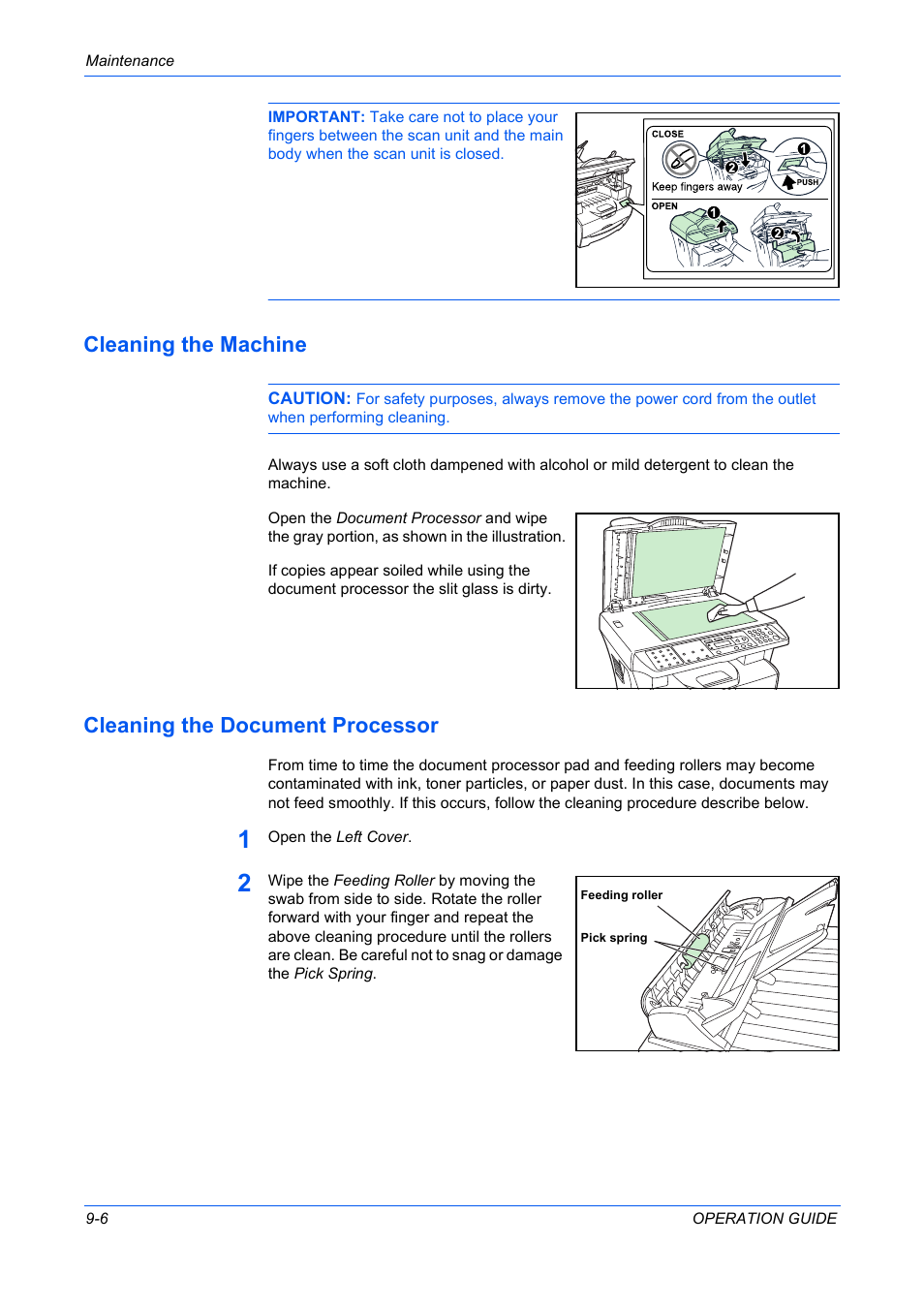 Cleaning the machine, Cleaning the document processor | TA Triumph-Adler DC 2316 User Manual | Page 72 / 163