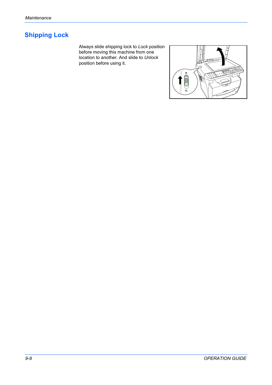 Shipping lock, Shipping lock -8 | TA Triumph-Adler DC 2316 User Manual | Page 74 / 163