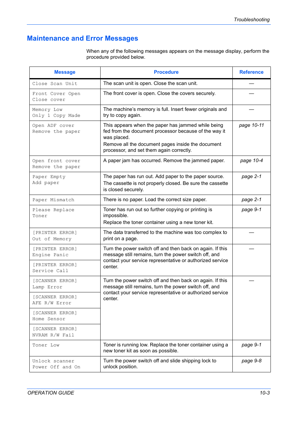 Maintenance and error messages, Maintenance and error messages -3, For further | TA Triumph-Adler DC 2316 User Manual | Page 77 / 163