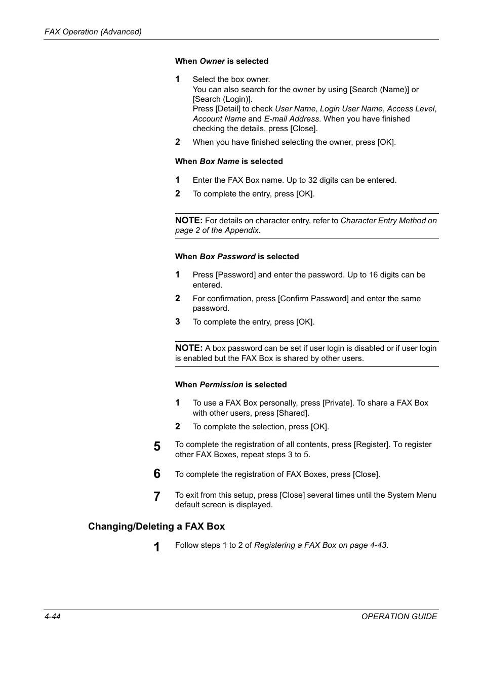 Changing/deleting a fax box | TA Triumph-Adler DC 2325 User Manual | Page 110 / 240