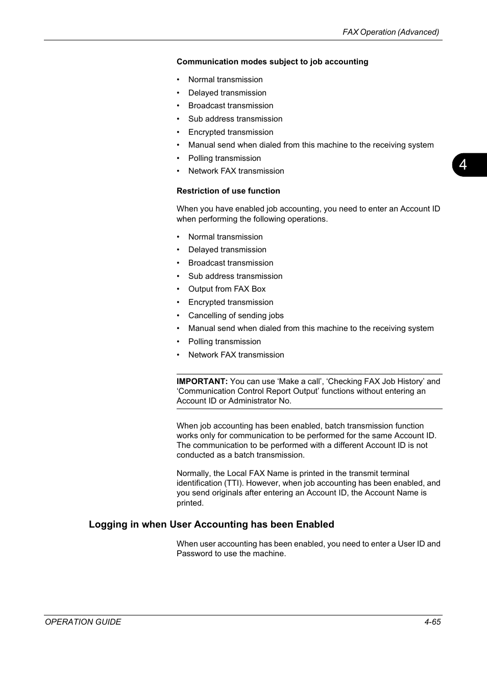 Logging in when user accounting has been enabled | TA Triumph-Adler DC 2325 User Manual | Page 131 / 240