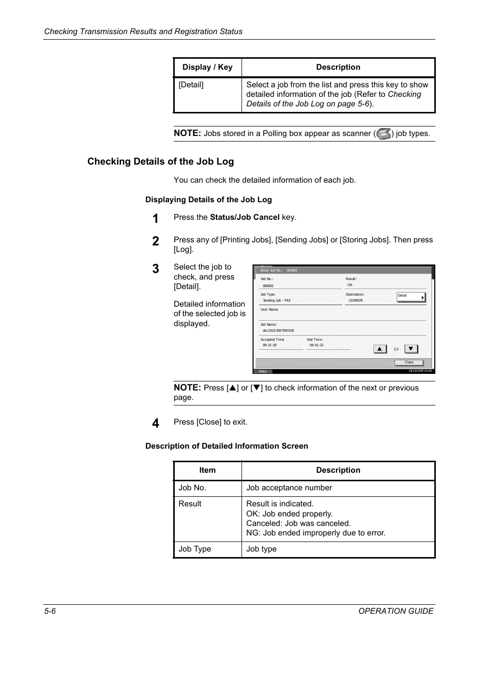 Checking details of the job log | TA Triumph-Adler DC 2325 User Manual | Page 144 / 240