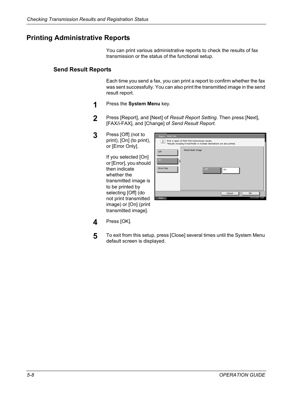 Printing administrative reports, Send result reports, Printing administrative reports -8 | TA Triumph-Adler DC 2325 User Manual | Page 146 / 240