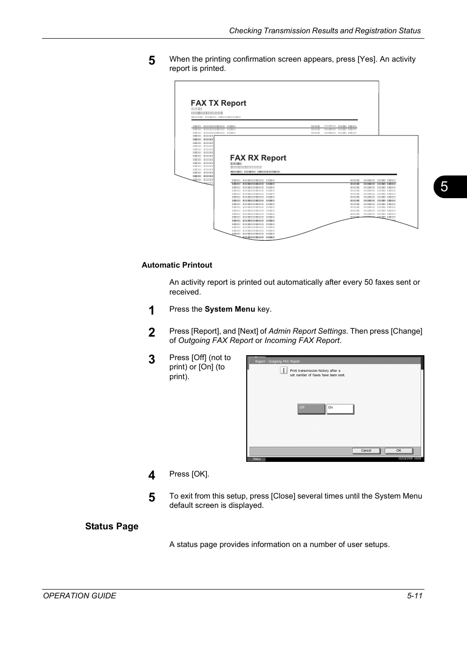 Status page | TA Triumph-Adler DC 2325 User Manual | Page 149 / 240
