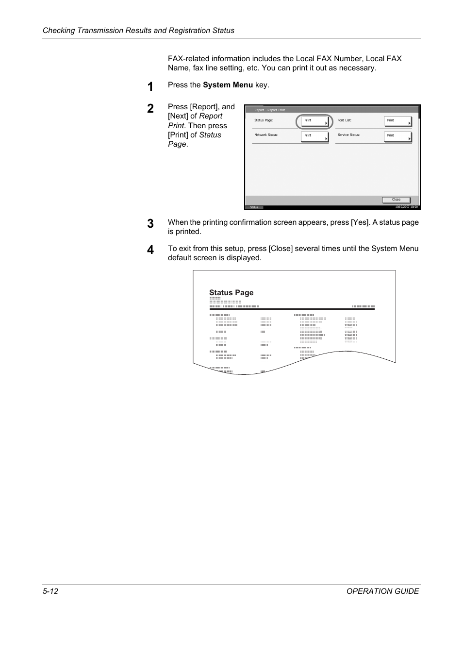 Status page | TA Triumph-Adler DC 2325 User Manual | Page 150 / 240