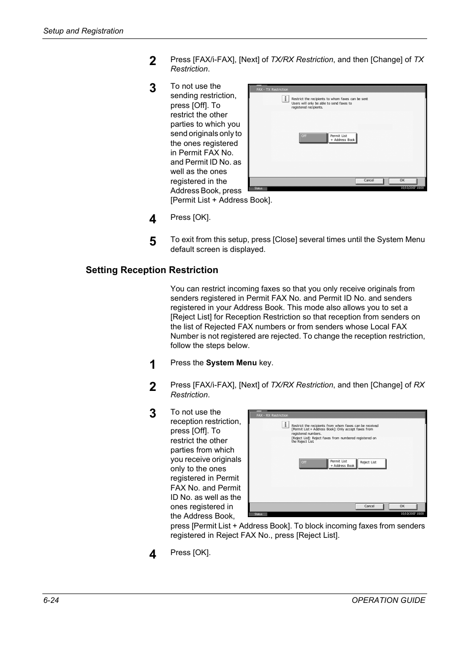 Setting reception restriction | TA Triumph-Adler DC 2325 User Manual | Page 176 / 240