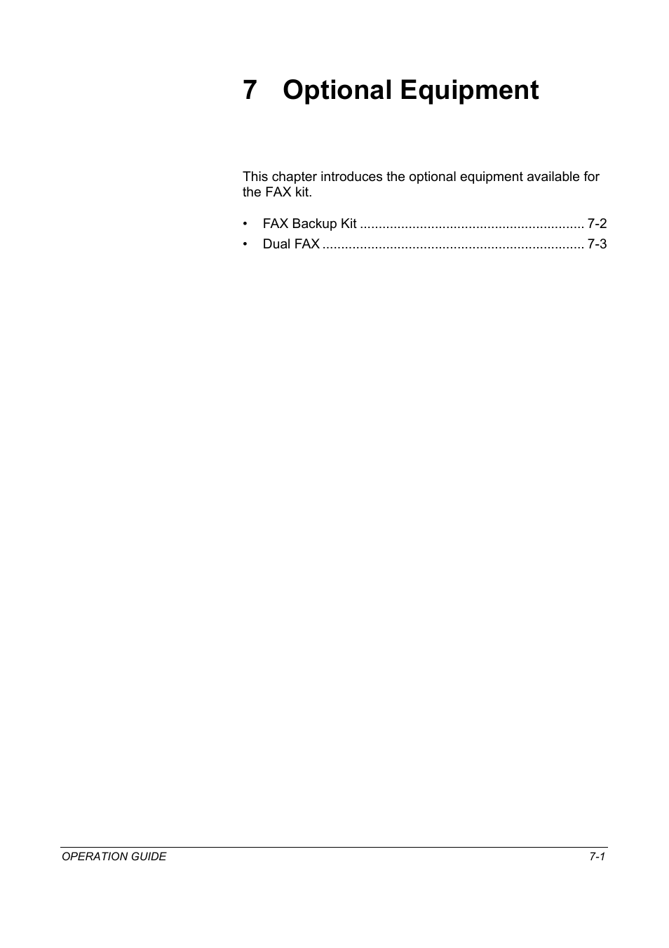 7 optional equipment, Optional equipment, Chapter 7 - optional equipment | TA Triumph-Adler DC 2325 User Manual | Page 187 / 240