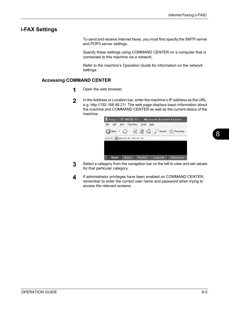 I-fax settings, Accessing command center, I-fax settings -5 | TA Triumph-Adler DC 2325 User Manual | Page 195 / 240