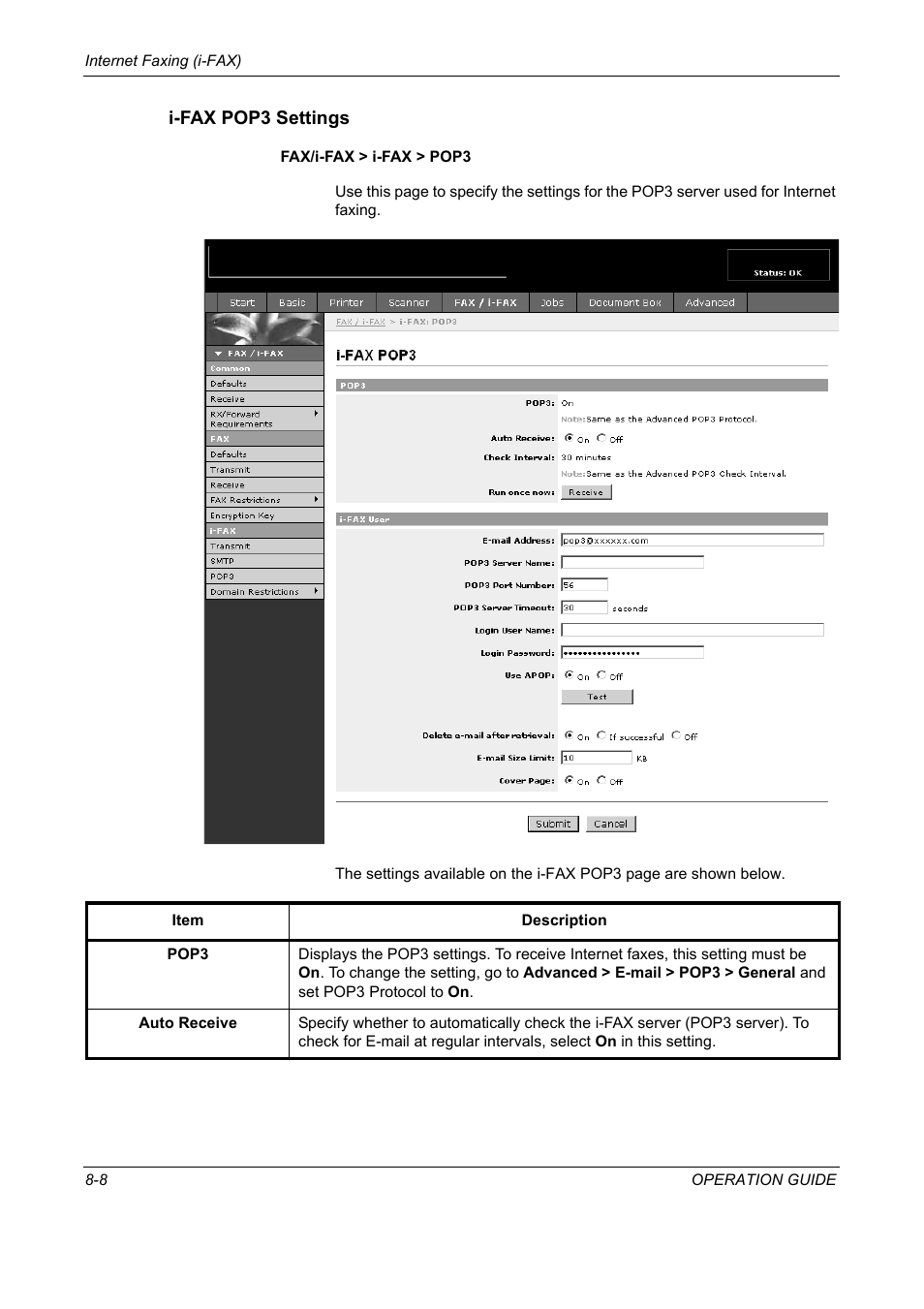 I-fax pop3 settings | TA Triumph-Adler DC 2325 User Manual | Page 198 / 240