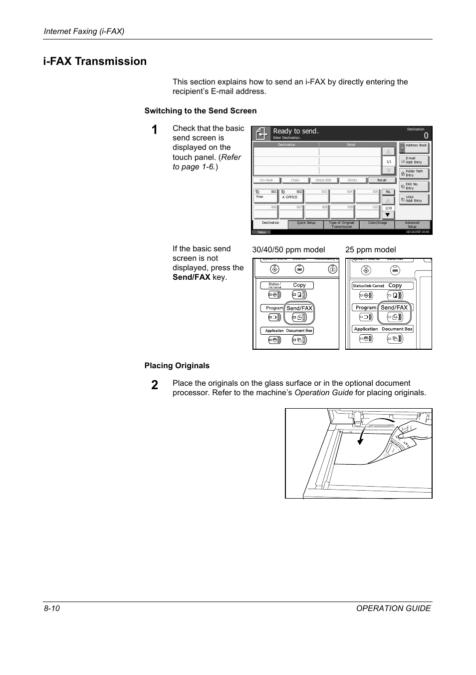 I-fax transmission, I-fax transmission -10, Internet faxing (i-fax) 8-10 operation guide | Ready to send | TA Triumph-Adler DC 2325 User Manual | Page 200 / 240