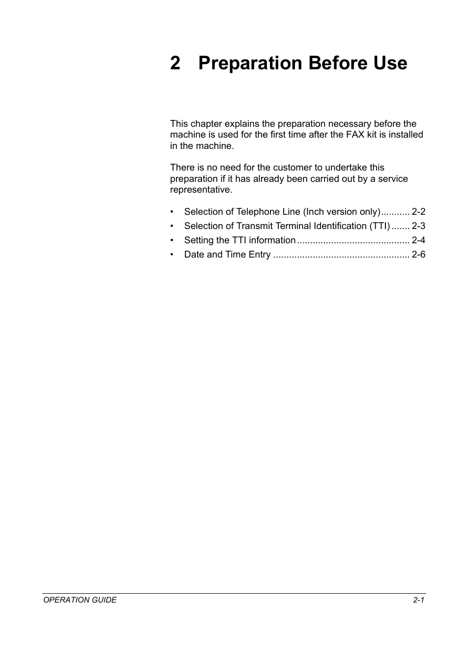 2 preparation before use, Preparation before use, Chapter 2 - preparation before use | TA Triumph-Adler DC 2325 User Manual | Page 27 / 240