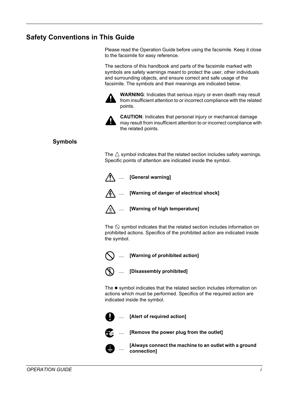 Safety conventions in this guide, Symbols | TA Triumph-Adler DC 2325 User Manual | Page 3 / 240