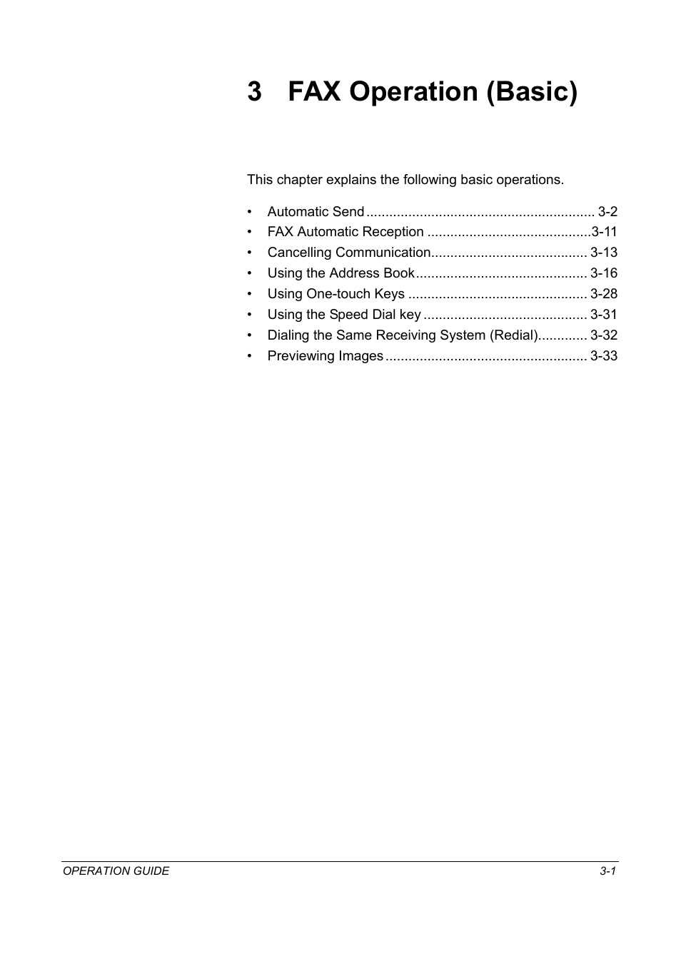3 fax operation (basic), Fax operation (basic), Chapter 3 - fax operation (basic) | TA Triumph-Adler DC 2325 User Manual | Page 33 / 240
