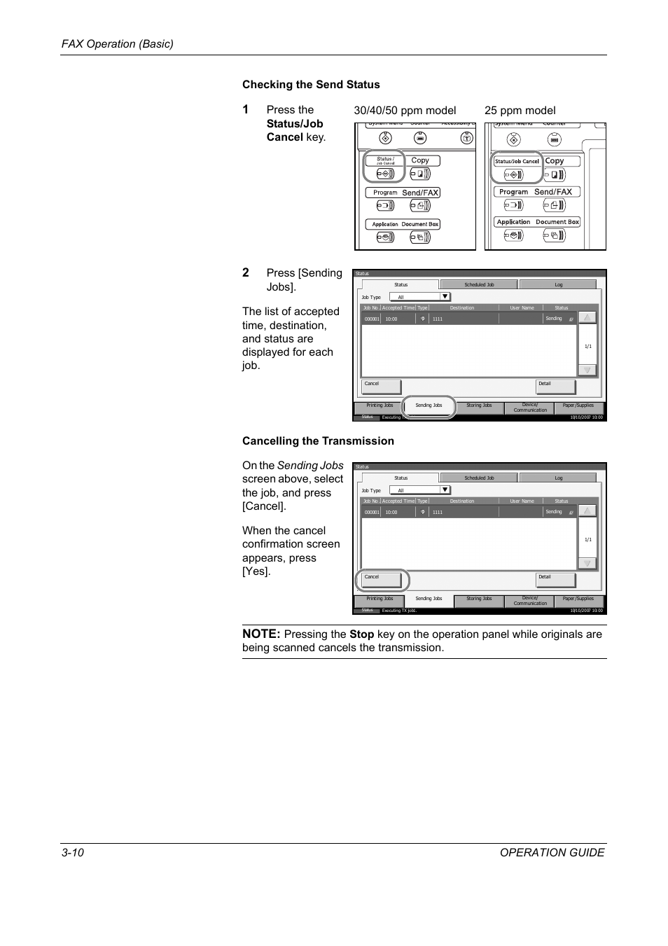 Press the status/job cancel key | TA Triumph-Adler DC 2325 User Manual | Page 42 / 240