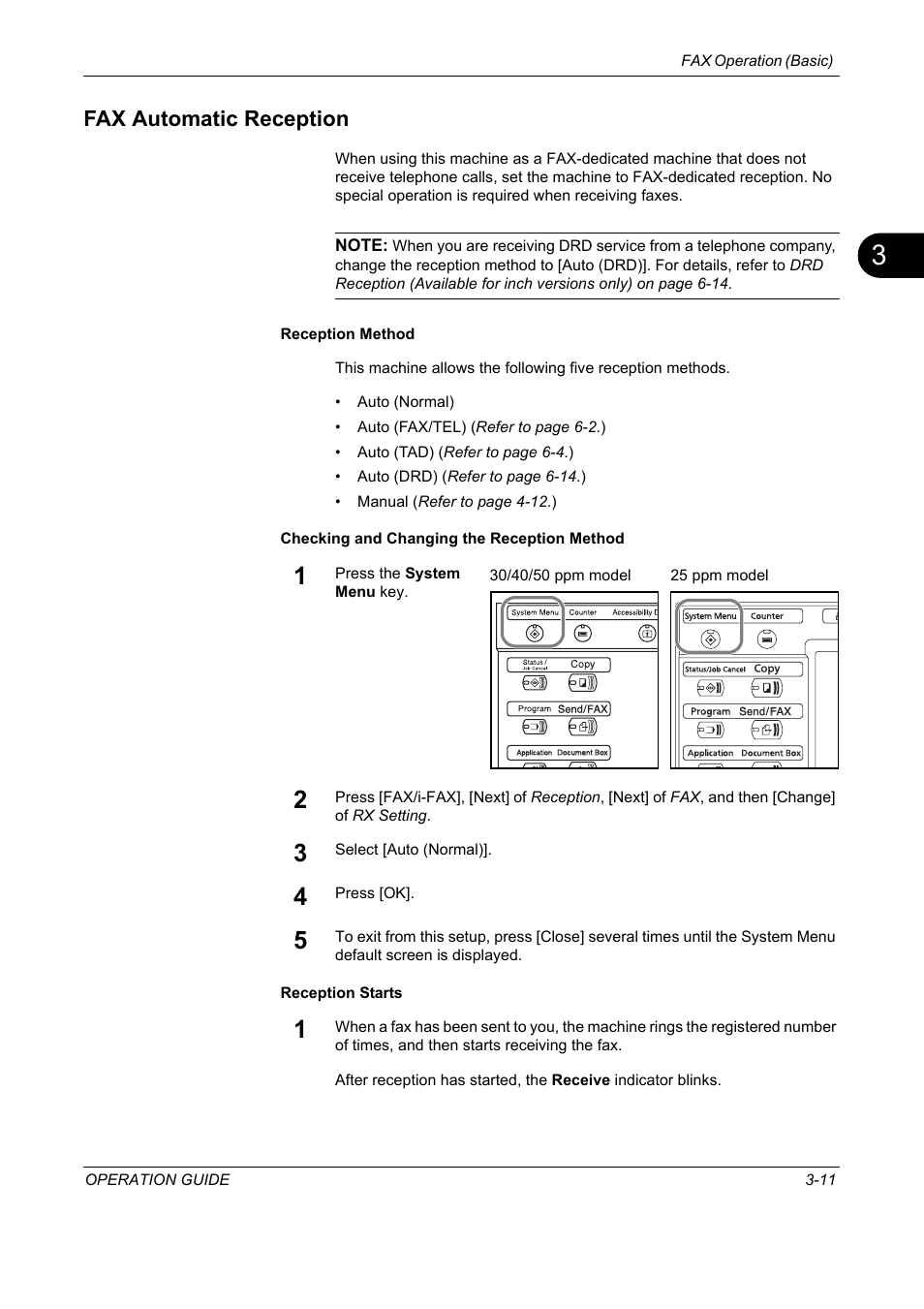 Fax automatic reception, Fax automatic reception -11 | TA Triumph-Adler DC 2325 User Manual | Page 43 / 240