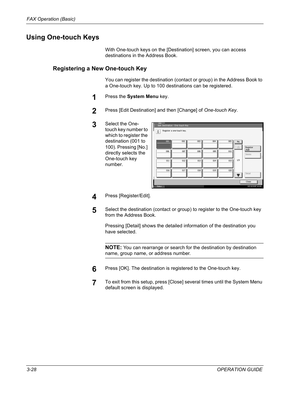 Using one-touch keys, Registering a new one-touch key, Using one-touch keys -28 | TA Triumph-Adler DC 2325 User Manual | Page 60 / 240