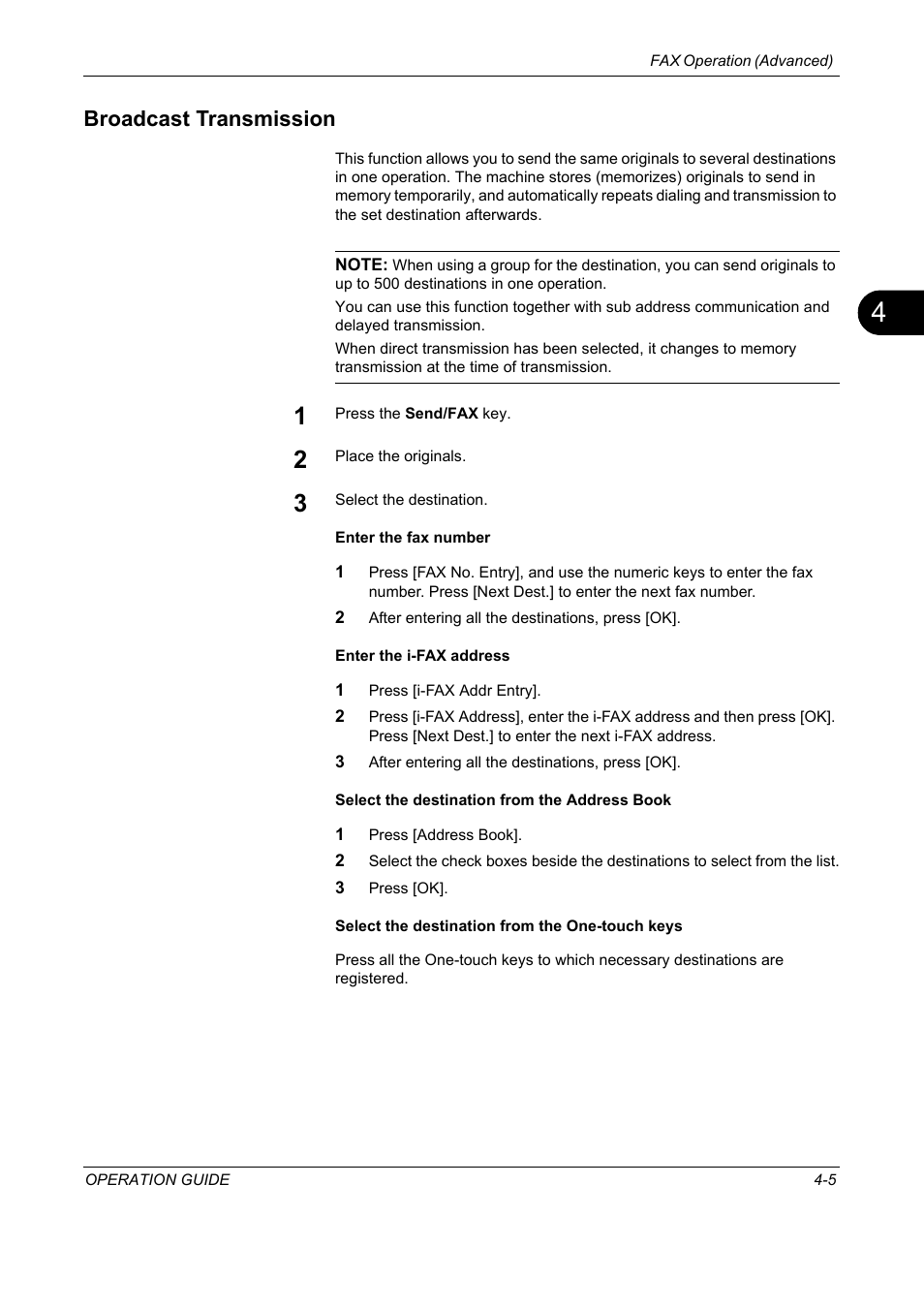 Broadcast transmission, Broadcast transmission -5 | TA Triumph-Adler DC 2325 User Manual | Page 71 / 240