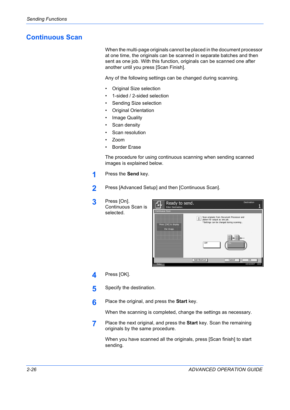Continuous scan, Continuous scan -26 | TA Triumph-Adler DC 2325 User Manual | Page 100 / 311
