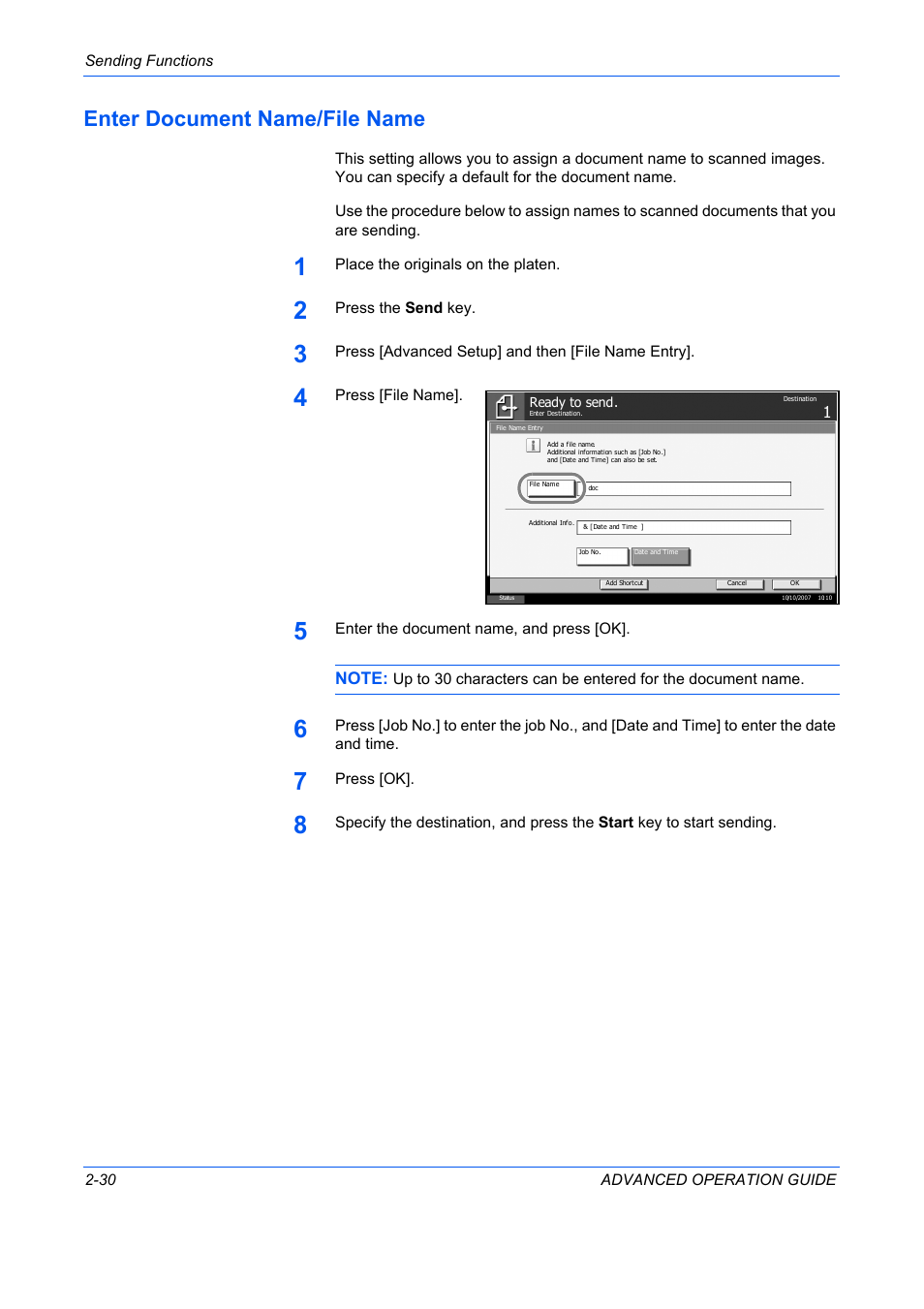 Enter document name/file name, Enter document name/file name -30 | TA Triumph-Adler DC 2325 User Manual | Page 104 / 311