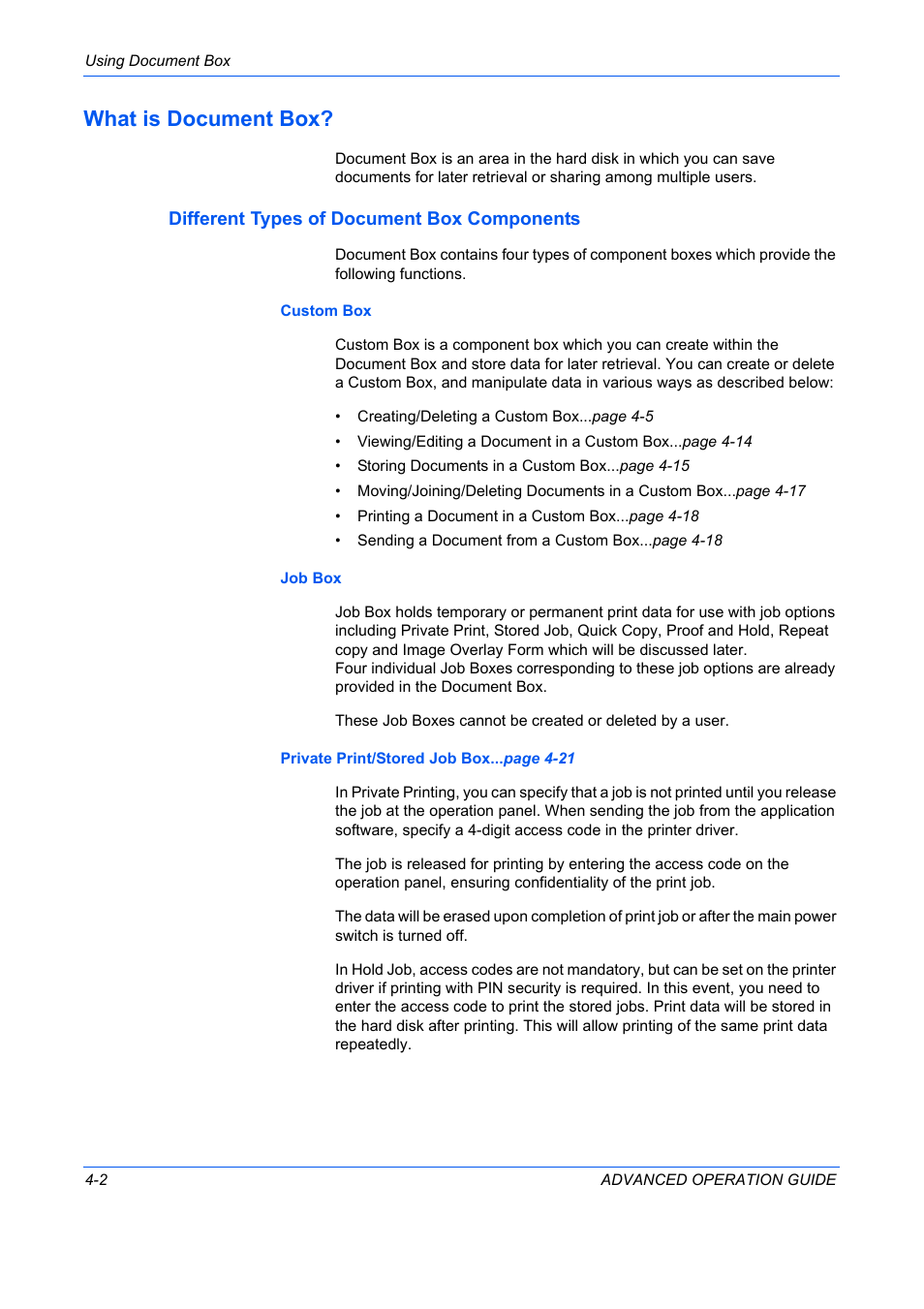 What is document box, Different types of document box components, What is document box? -2 | TA Triumph-Adler DC 2325 User Manual | Page 120 / 311