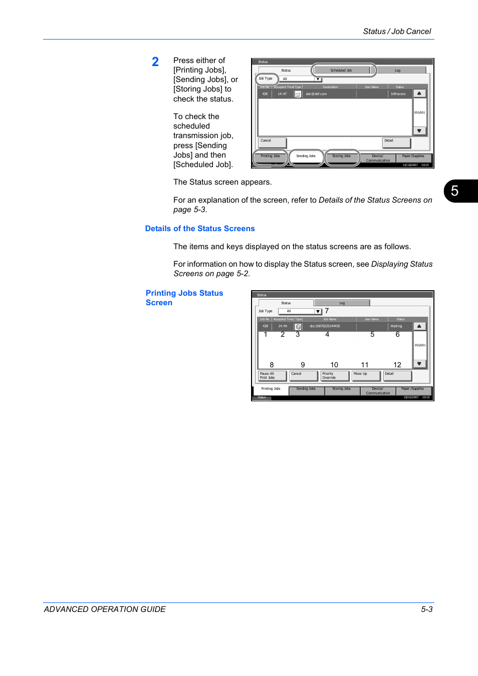 Status / job cancel advanced operation guide 5-3 | TA Triumph-Adler DC 2325 User Manual | Page 151 / 311