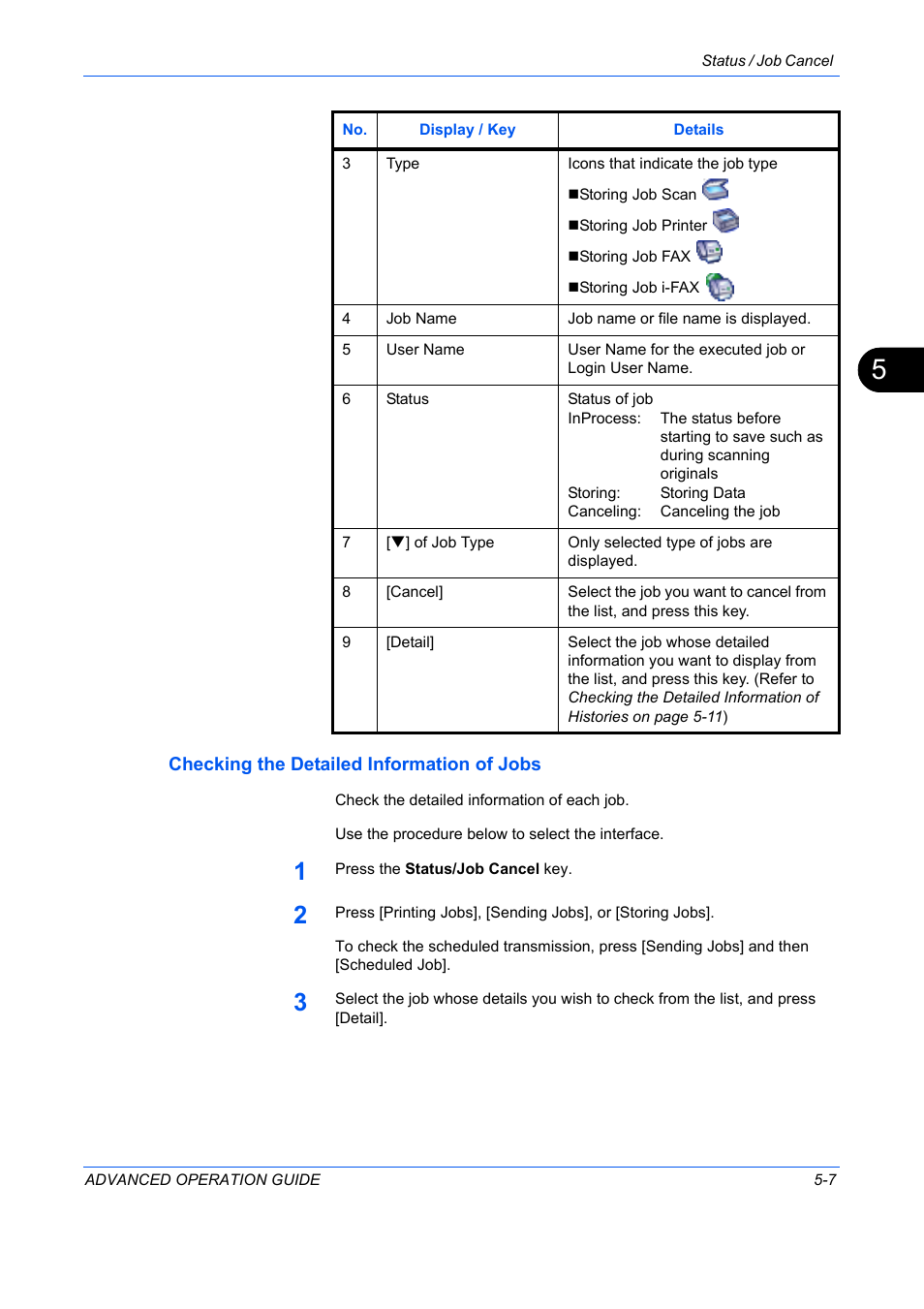 Checking the detailed information of jobs | TA Triumph-Adler DC 2325 User Manual | Page 155 / 311